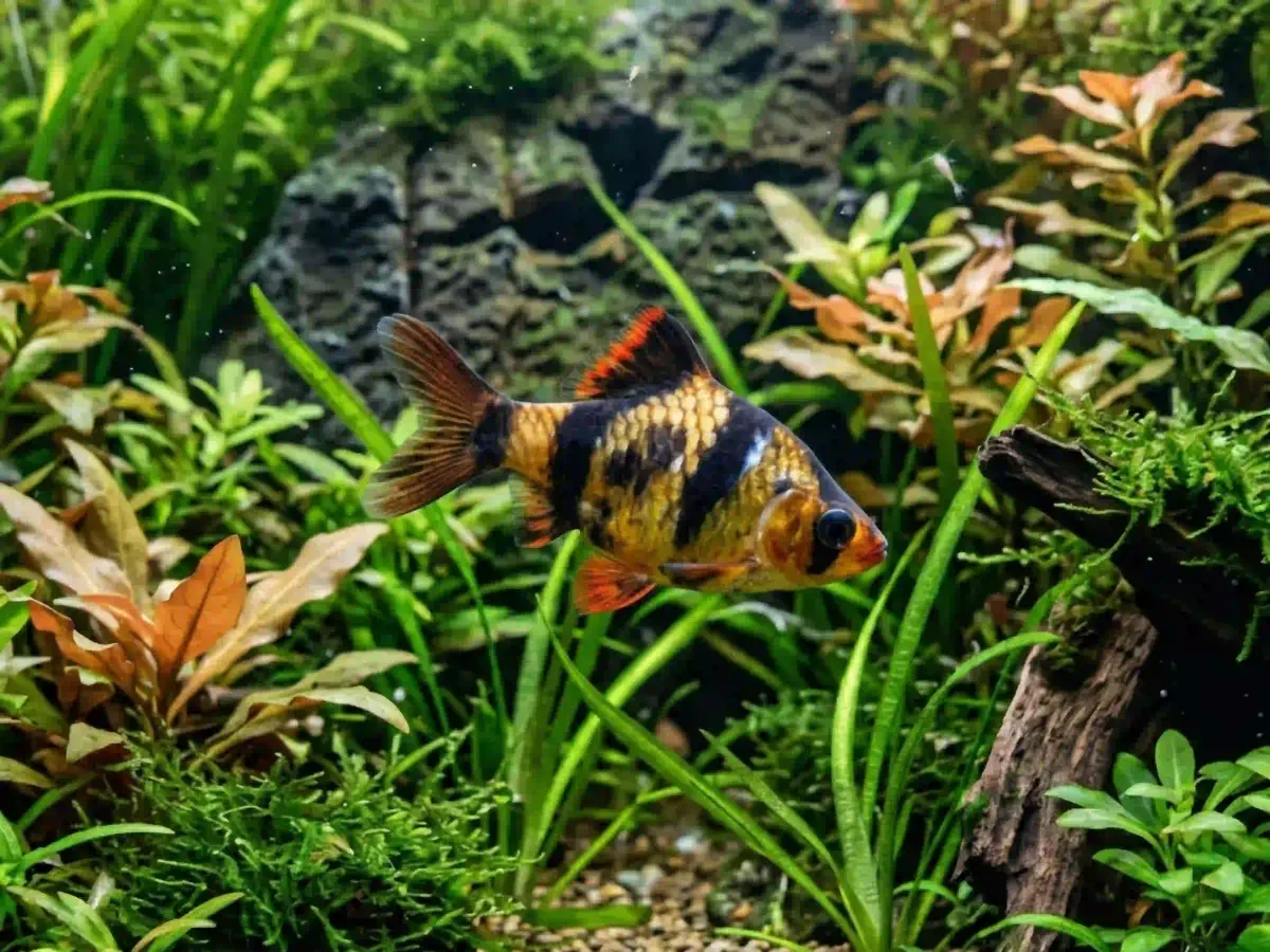 Barbus de Sumatra Puntigrus tetrazona aquarium low-tech sans filtre